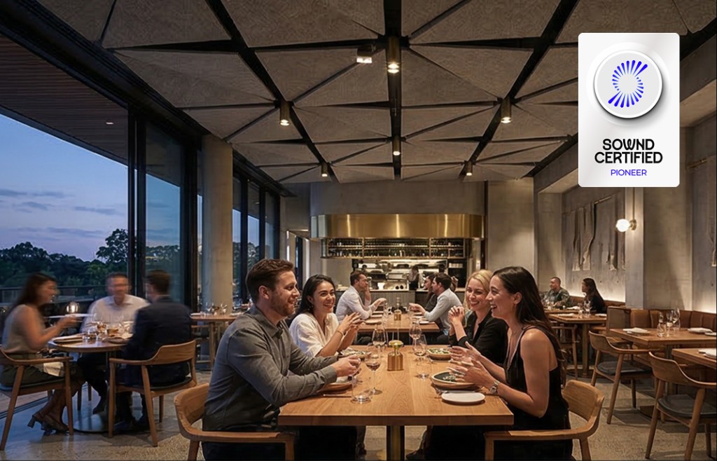 A Sownd Certified restaurant with diners enjoying the space